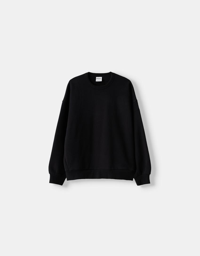Oversize-Sweatshirt mit Seitentaschen-Schwarz-0