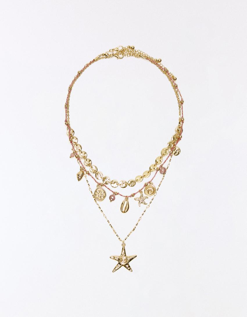 Set isi 3 kalung tema laut-Emas