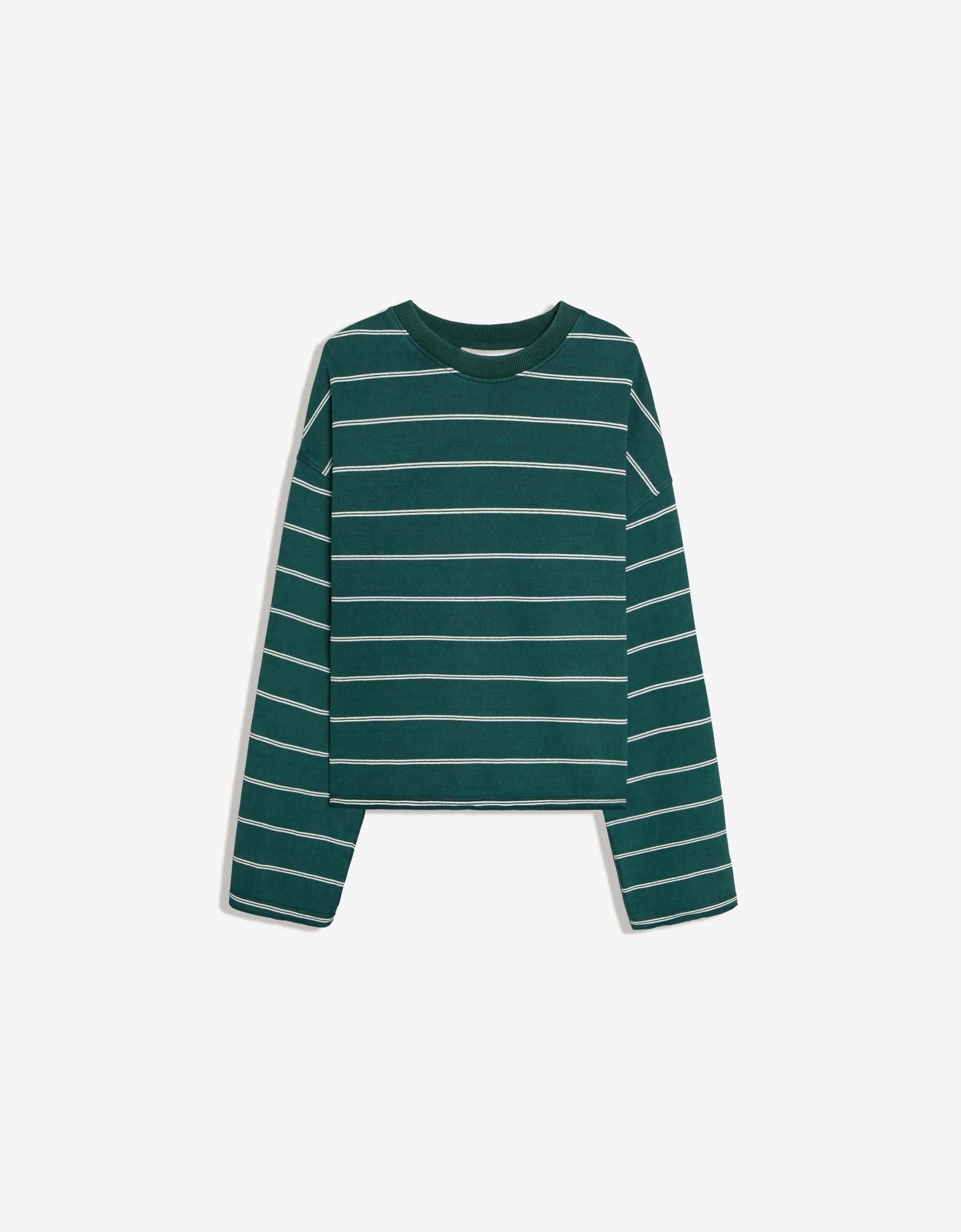 Striped round neck sweatshirt — Green
