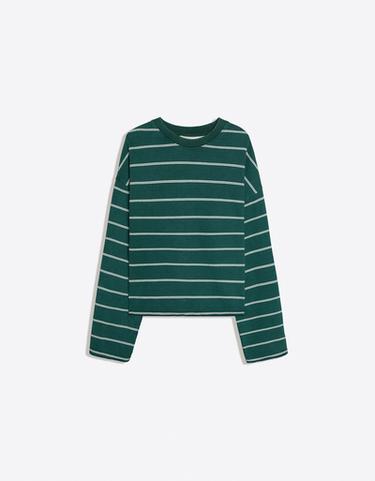 Striped round neck sweatshirt — Green 5
