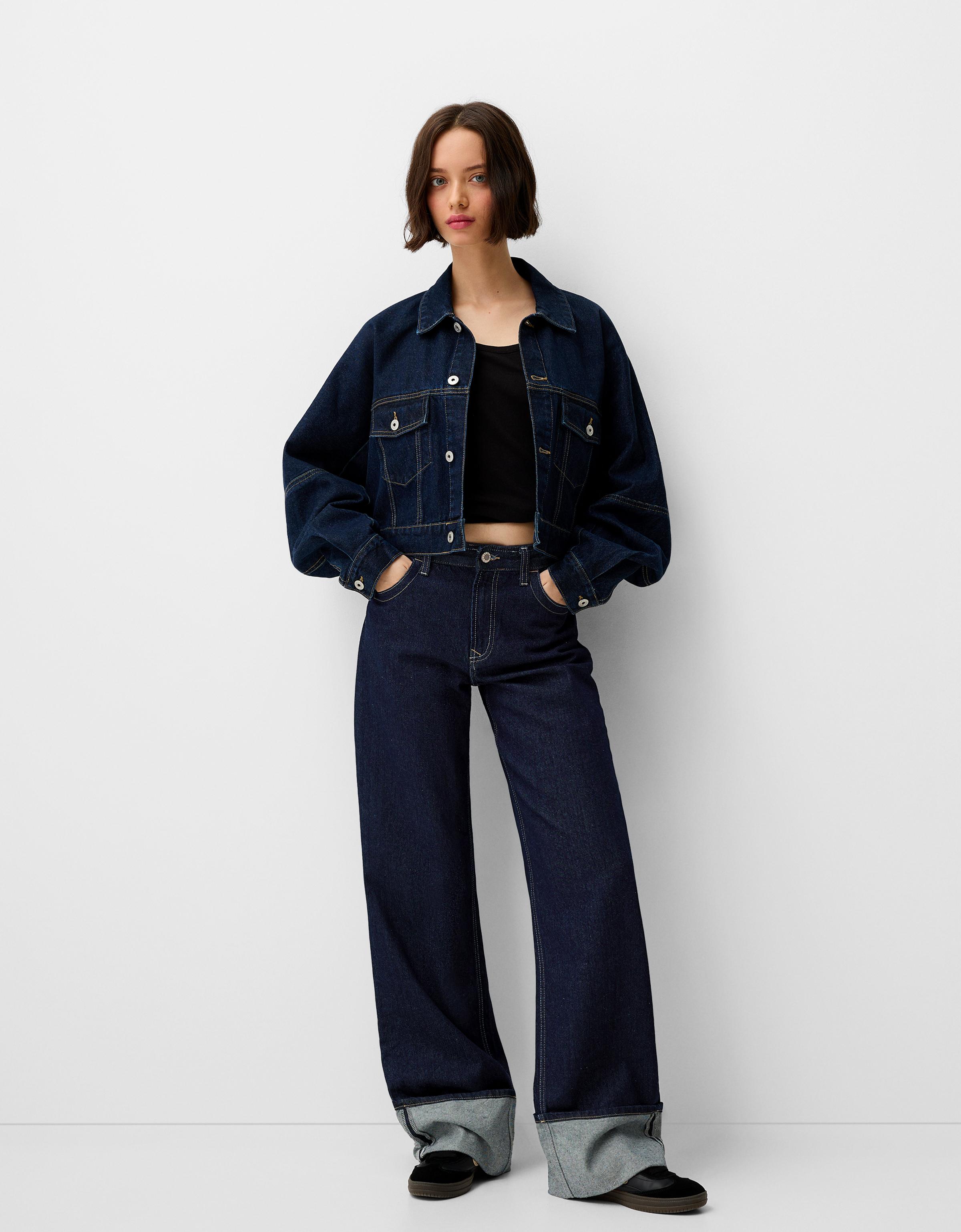 Pantalones fashion vaqueros anchos mujer bershka