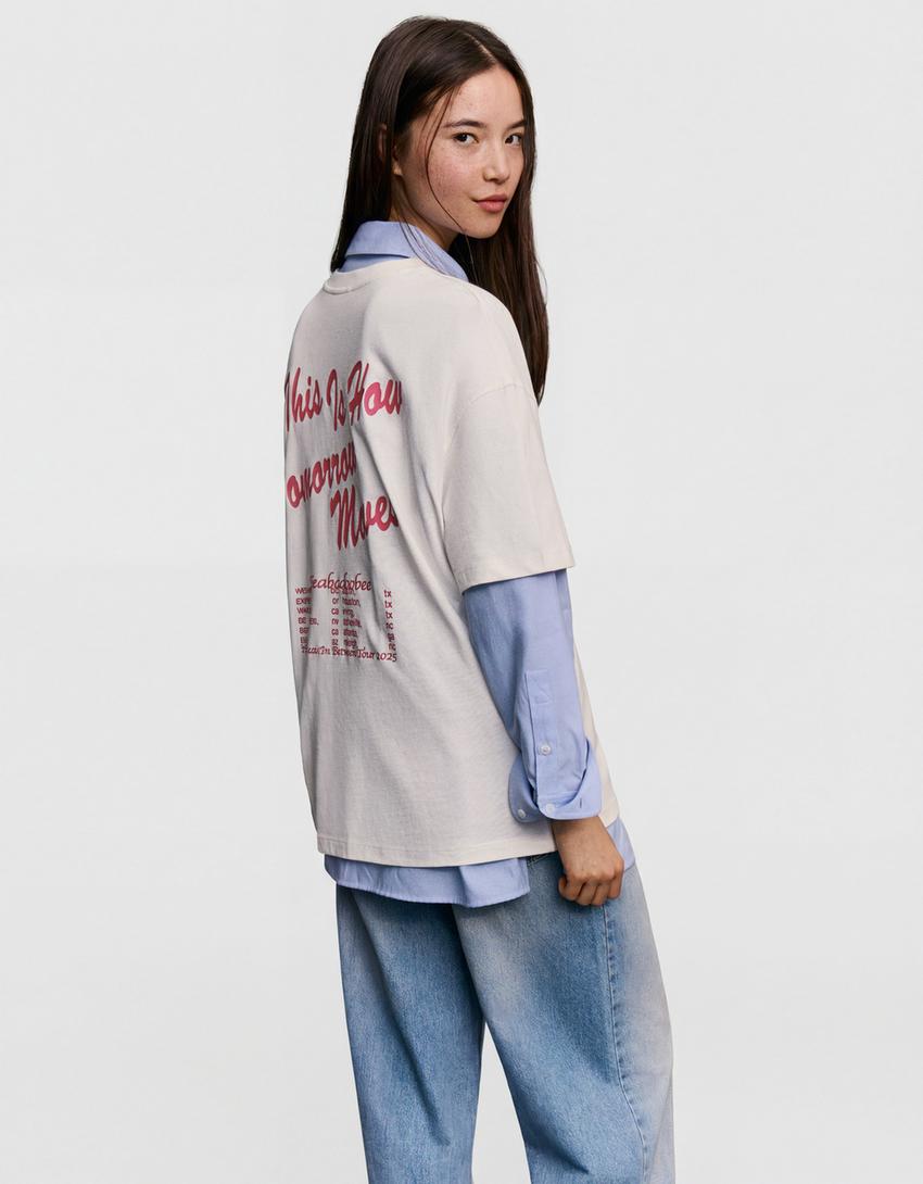 T-shirt Beabadoobee manches courtes imprimé-Blanc