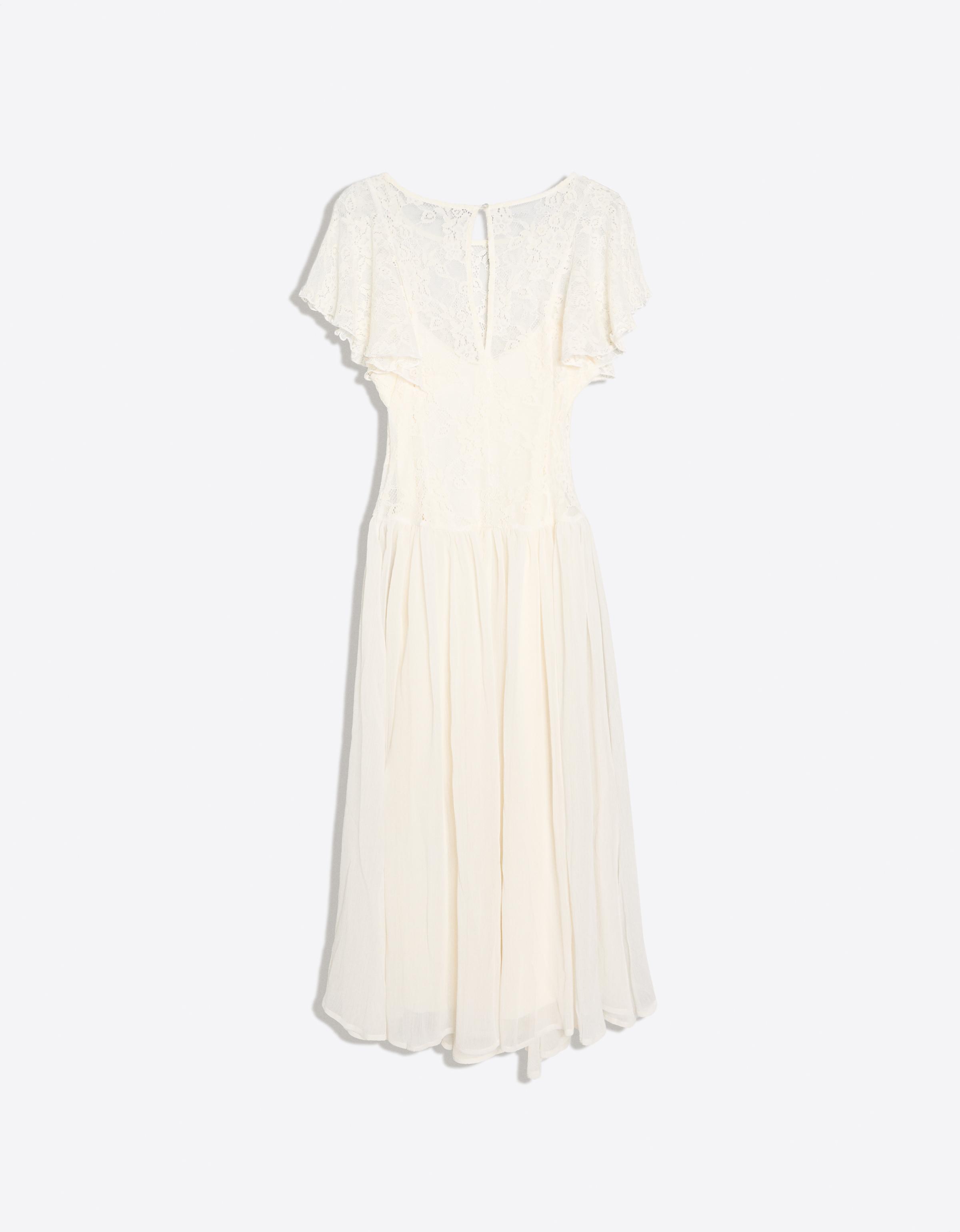 Cape sleeve midi dress — Cream