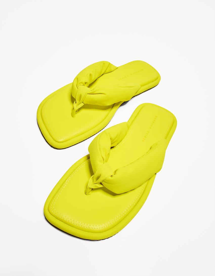 Flade sandaler i stof-Limegrøn-4