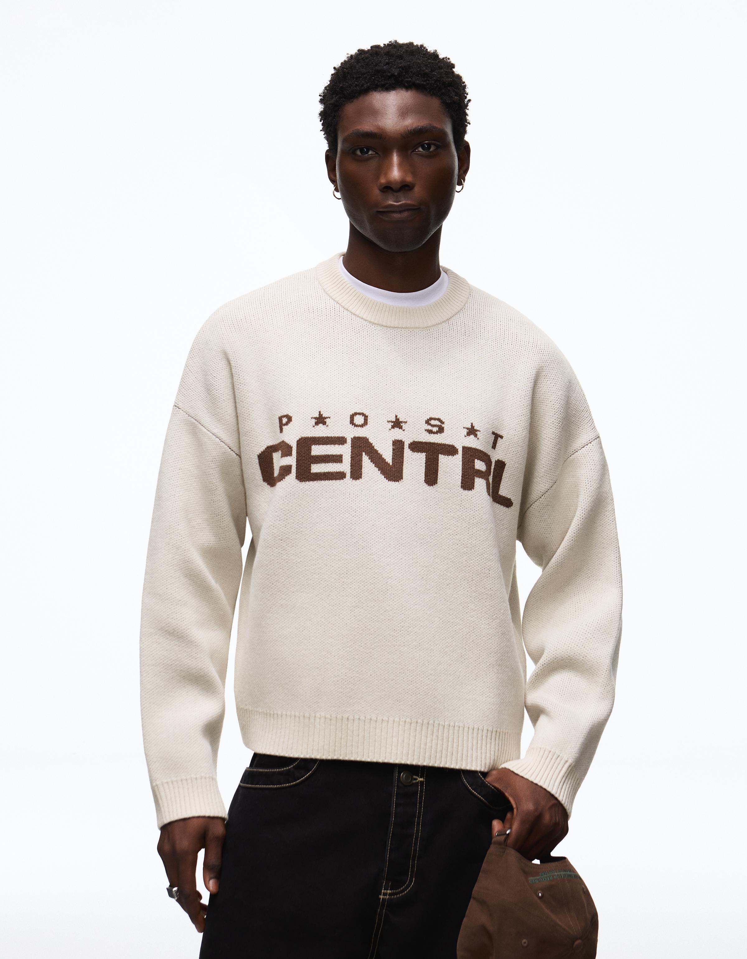 Bershka Jersey Punto Jacquard Print Hombre Piedra
