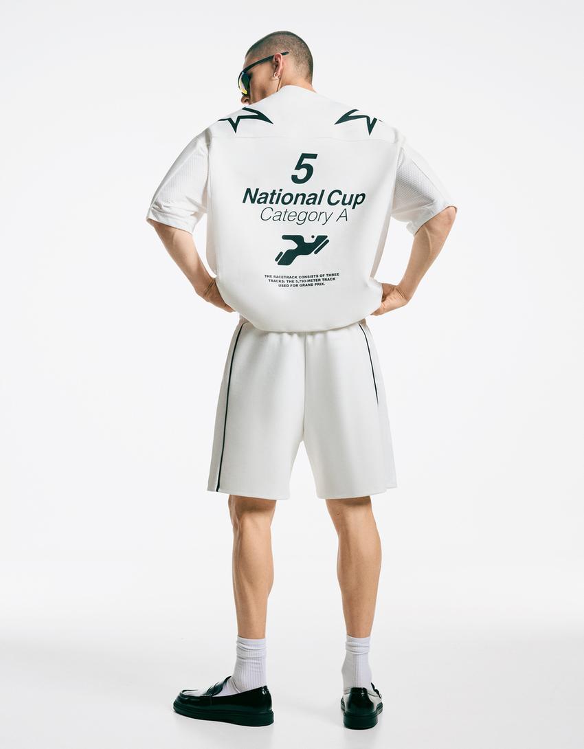 T-shirt manches courtes oversize imprimé-Blanc-3