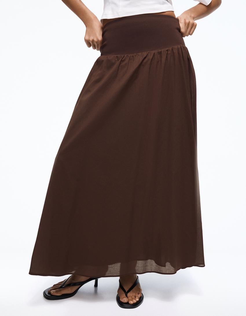 Rok midi-Cokelat