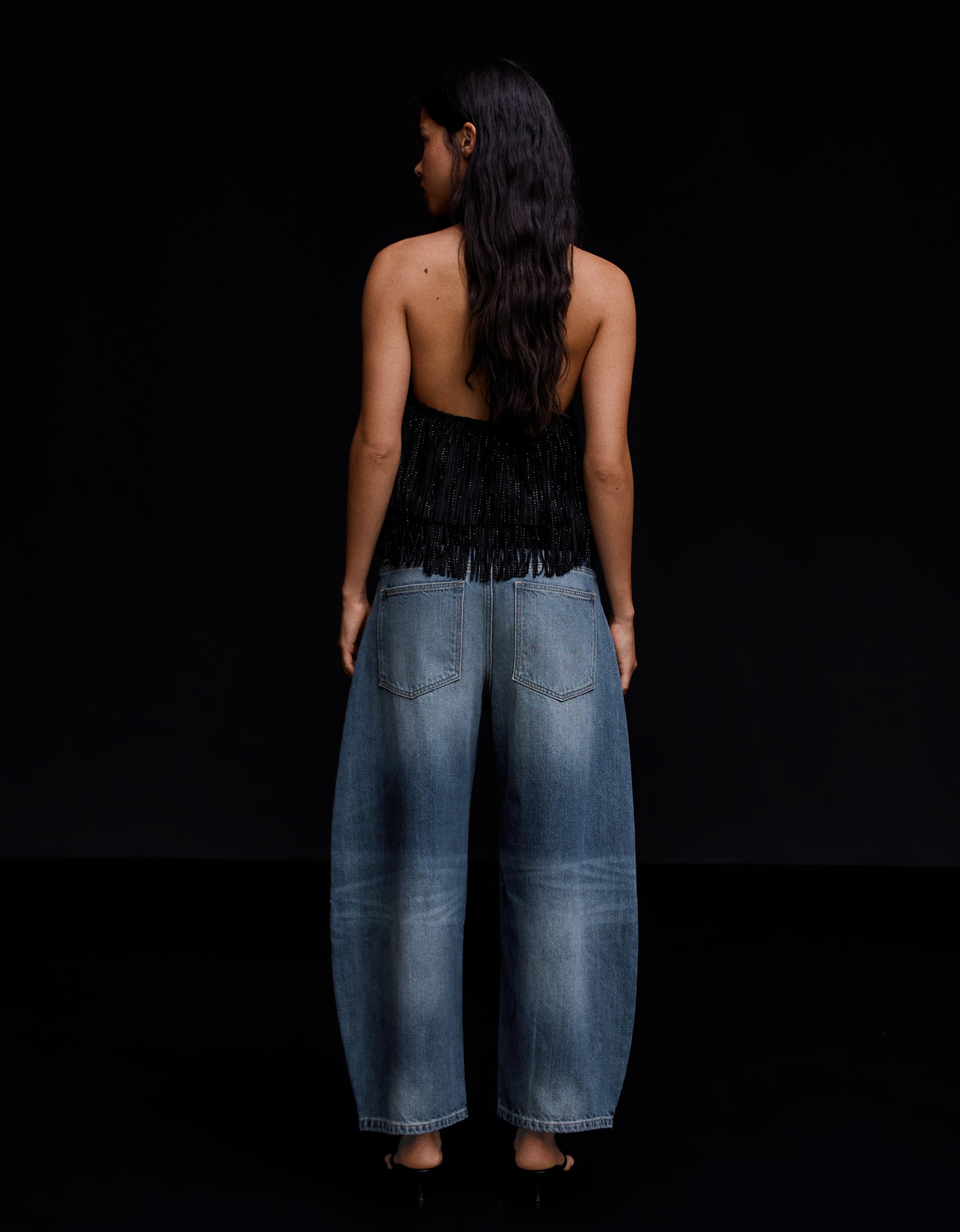 Cropped barrel-leg jeans — Light blue