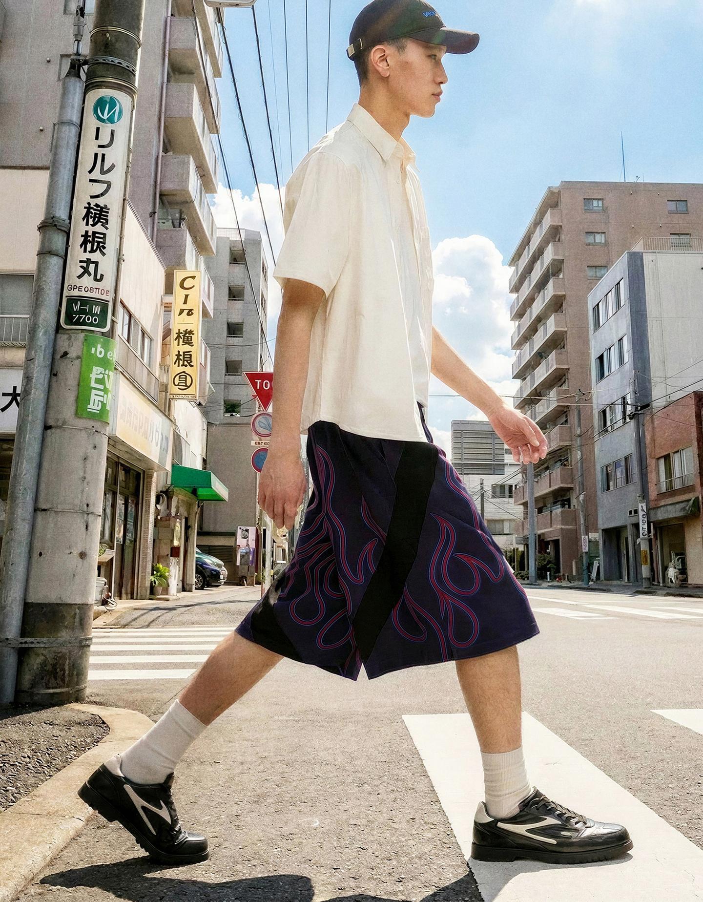 Bershka Bermuda Stampa Con Vita Elasticizzata Uomo Xl Marino