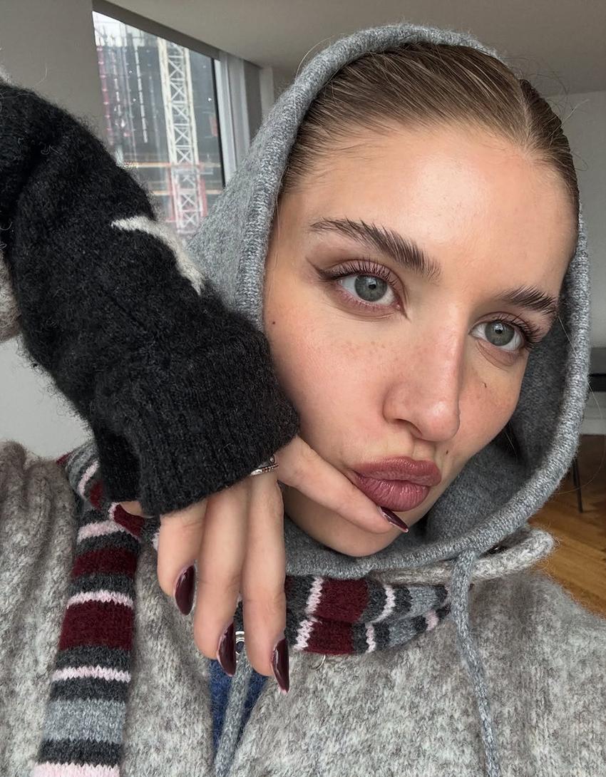 قبعة لكامل الرأس والعنق محاكة-رمادي