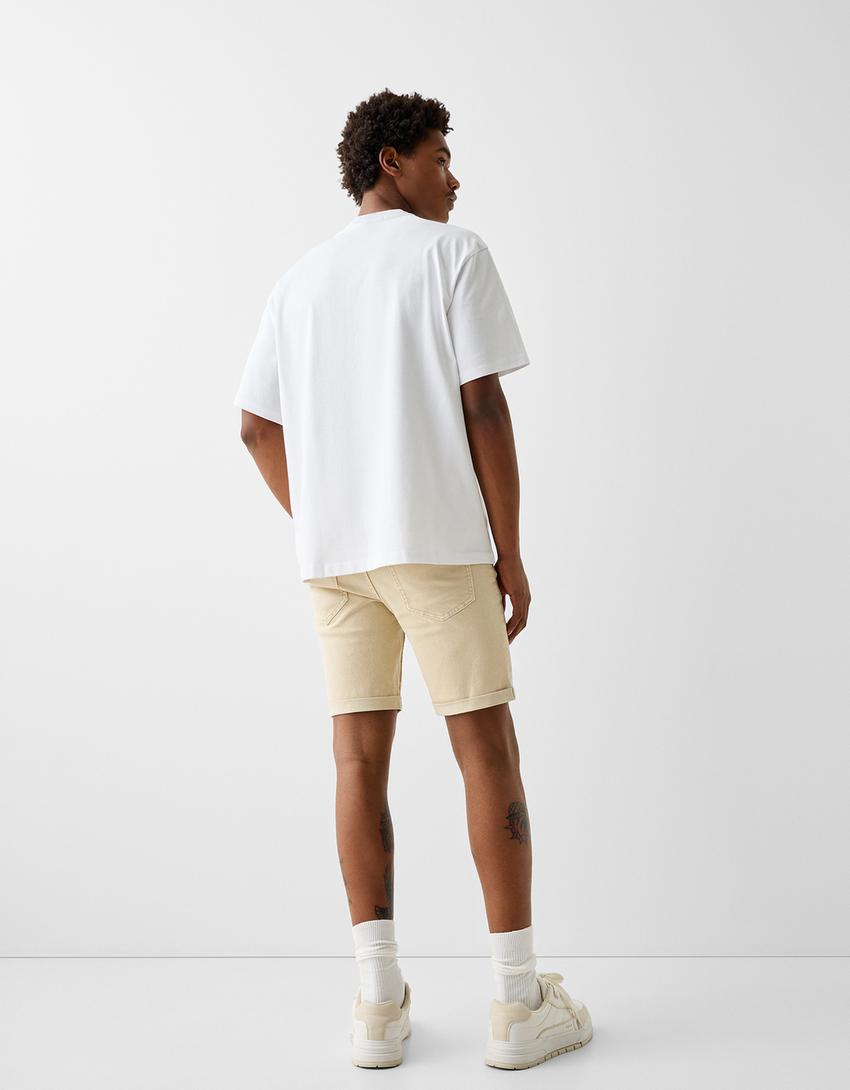 Bermuda denim retroussé-Beige-2