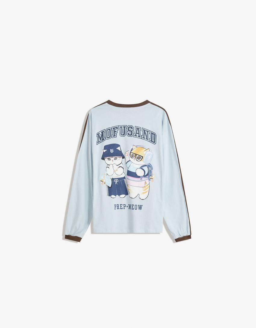 Camiseta Mofusand manga larga print-Azul claro-5
