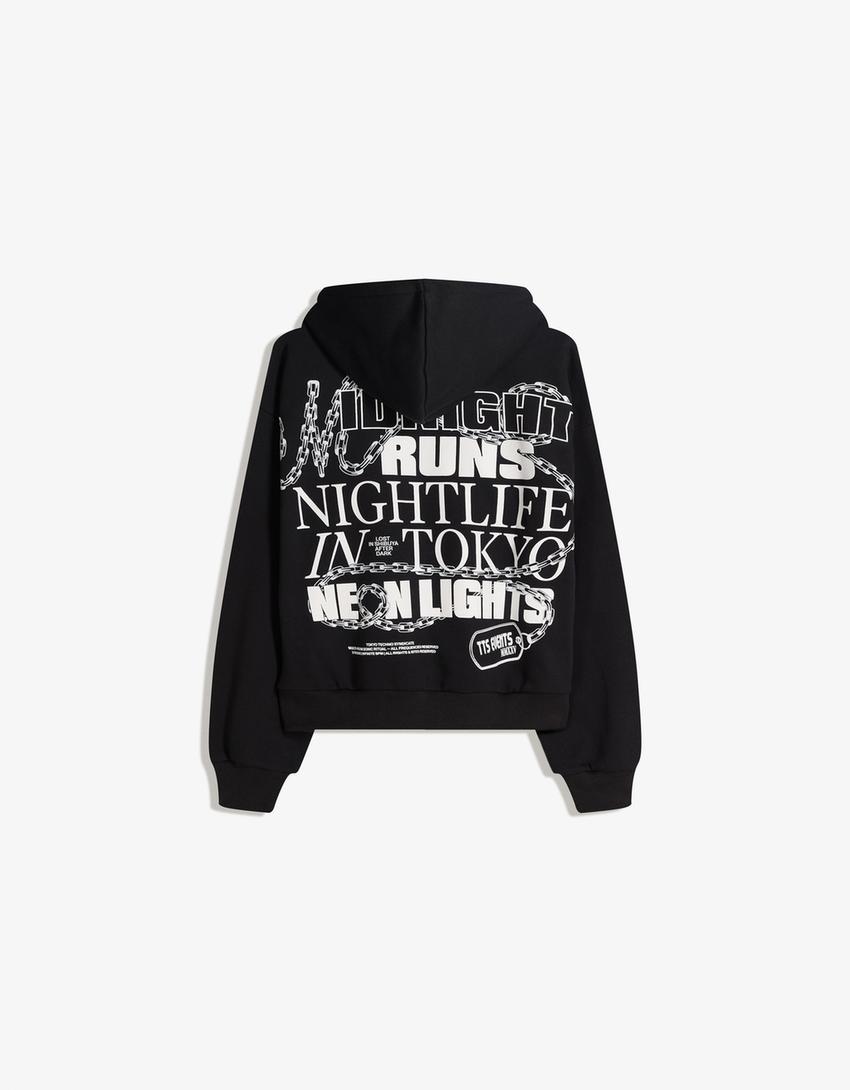 Printed hoodie-Black