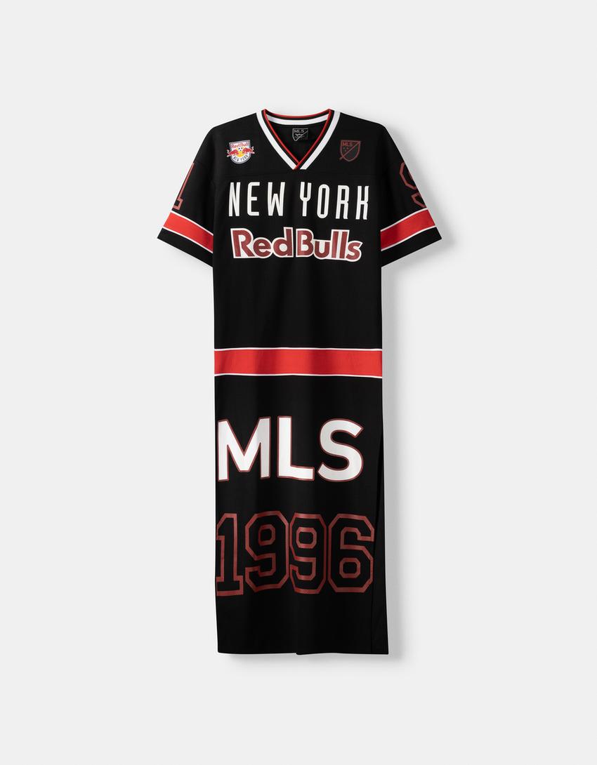 New York Red Bulls midi dress with slit-Black