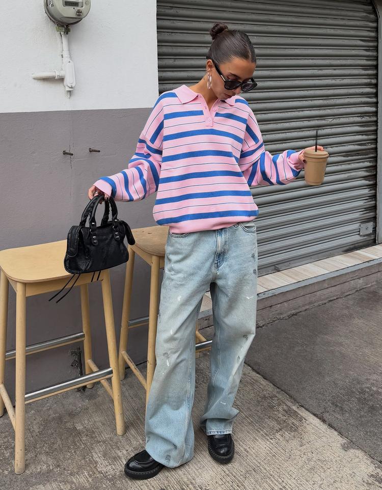 Loose fit paint-effect jeans — Light blue