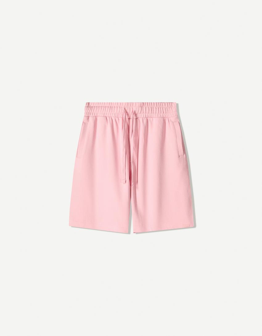 Plush bermuda shorts-Pink