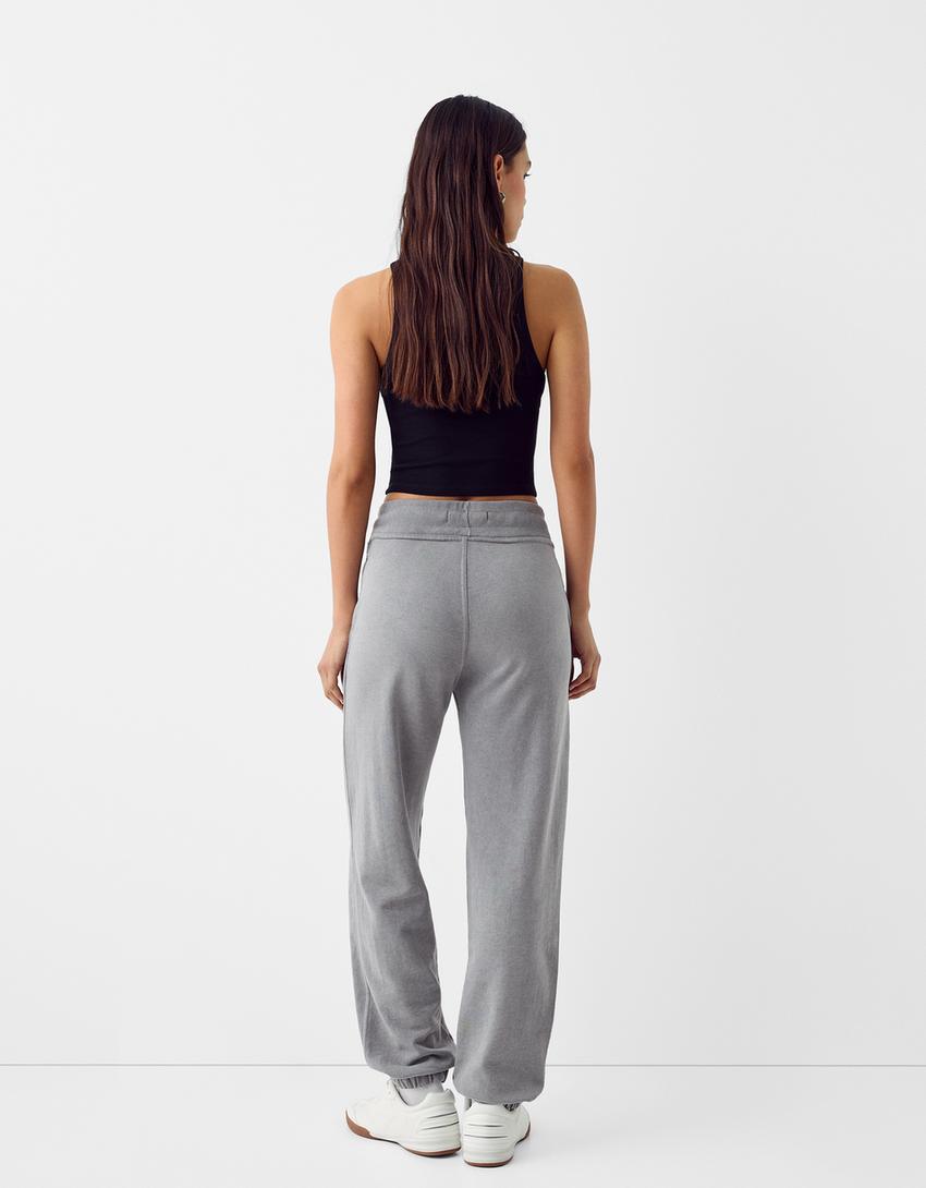 Pantalon jogger en molleton-Gris-2