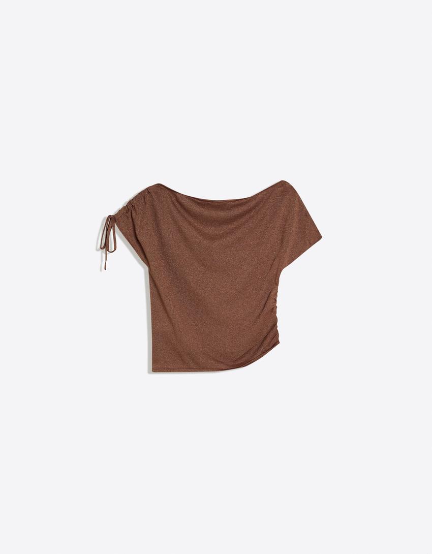 Asymmetric T-shirt-Brown