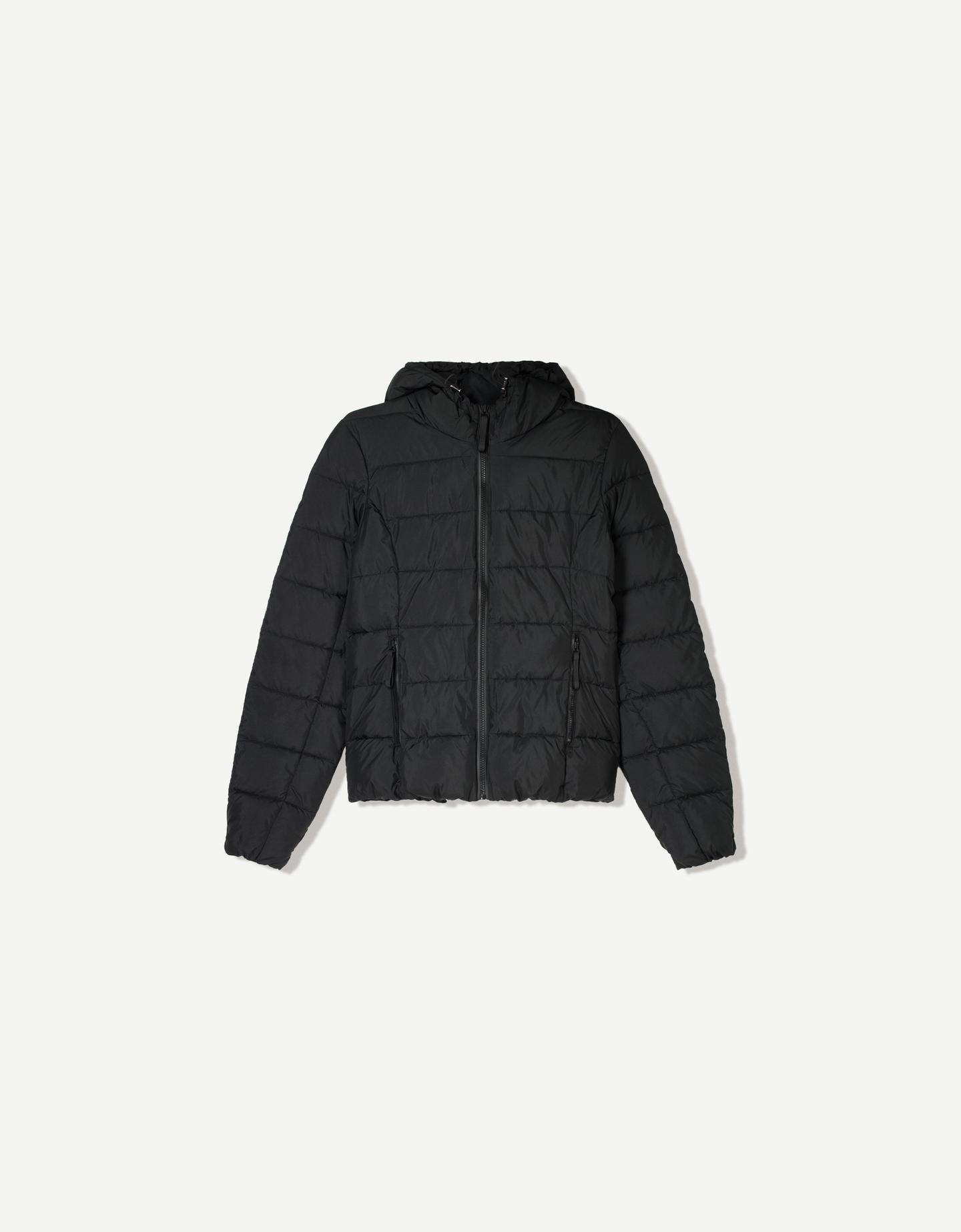 Bershka lekka kurtka pikowana czarny