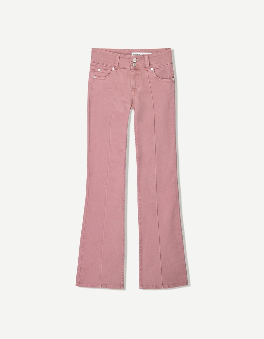 Low-rise boot-cut jeans-Red-4