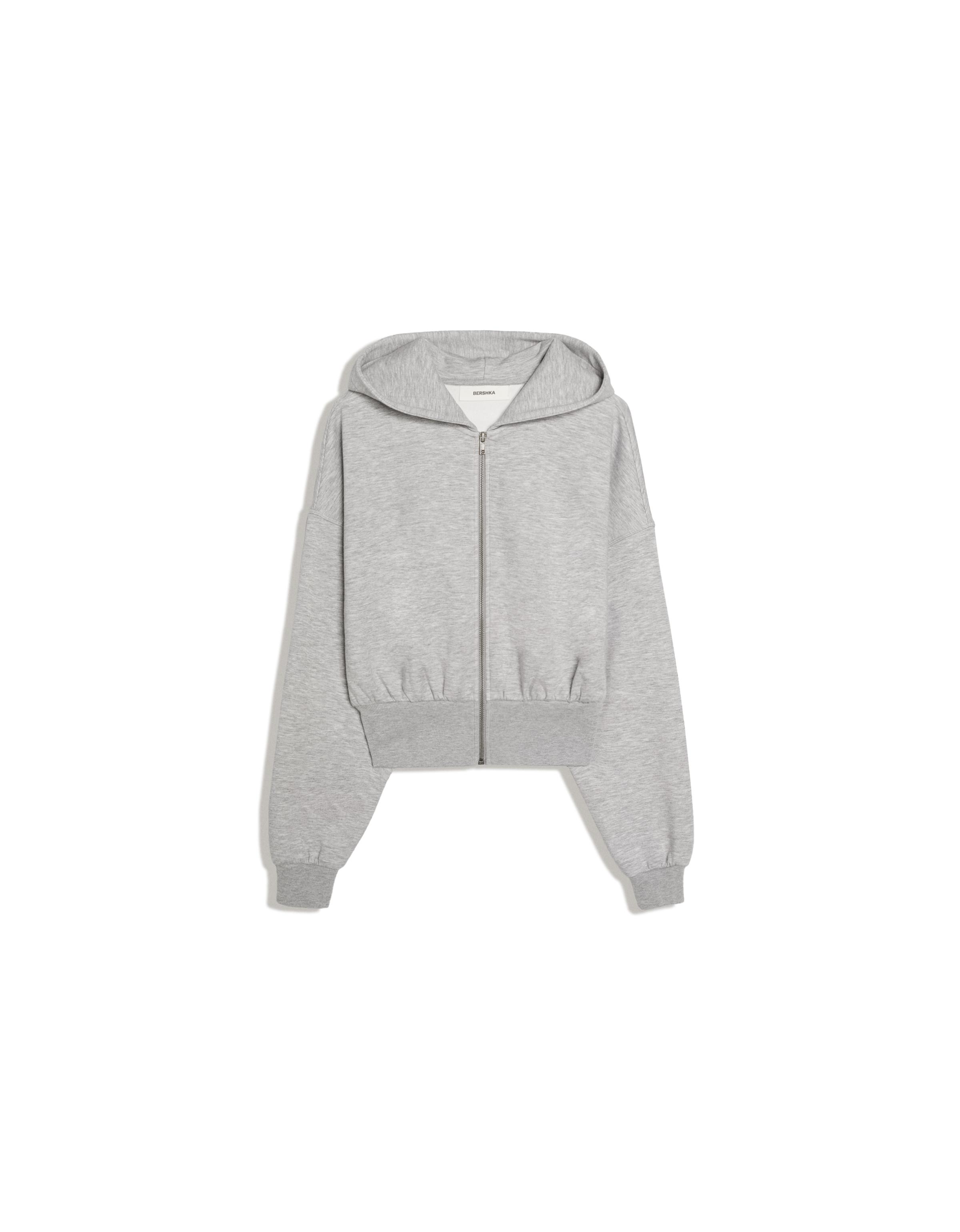 Zip-up hooded sweatshirt with sash — Grey