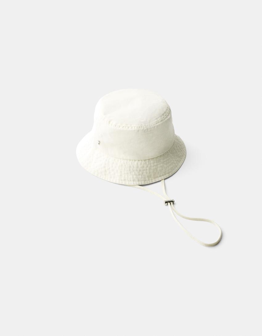 Faded-effect bucket hat-Cream-4