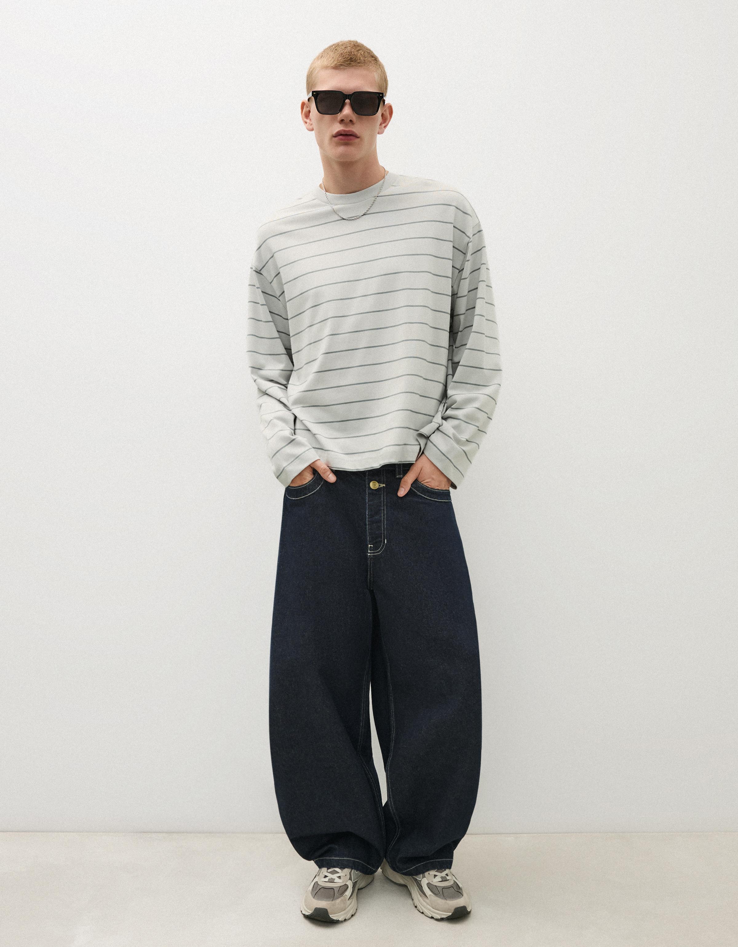 Bershka Jeans Barrel Fit Hombre 32 Marino