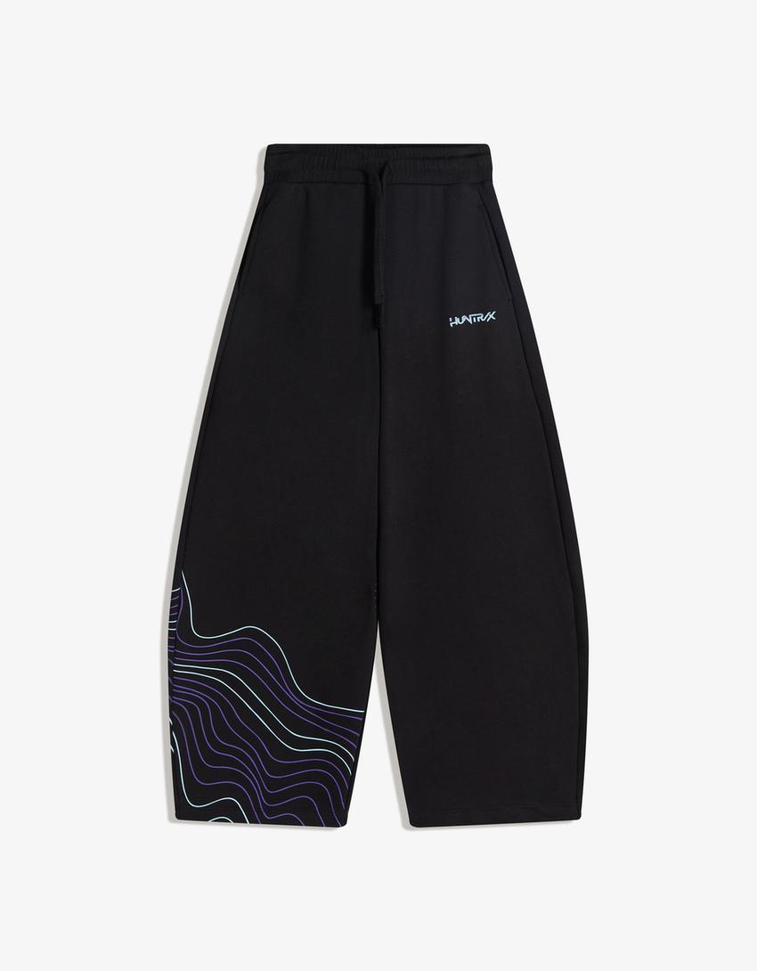 KPop Demon Hunters Huntr/x felpazko barrel print galtzak-Beltza