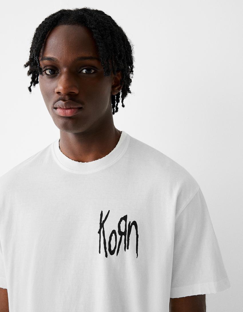 T-shirt Korn manches courtes boxy fit-Blanc-6