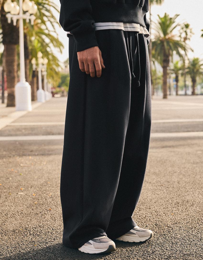 Super-Baggy-Hose mit Falten-Marinenblau