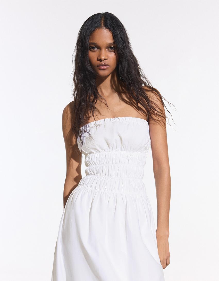 Robe maxi popeline-Blanc