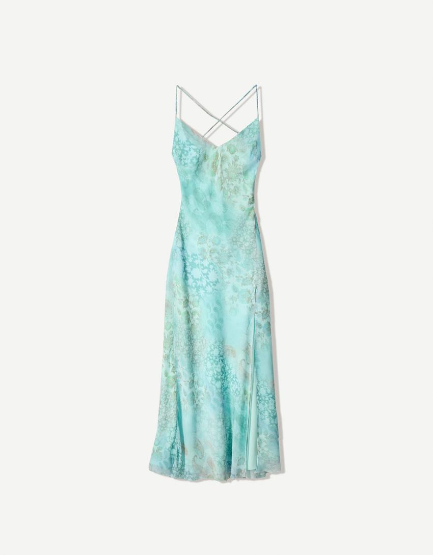 Robe midi imprimée-Vert-4