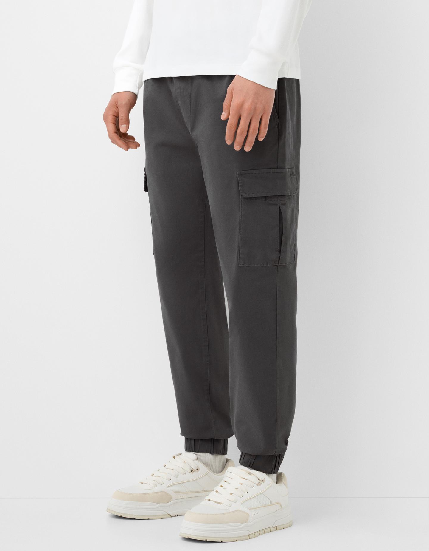 Bershka Pantaloni Jogger Cargo Uomo L Grigio Scuro