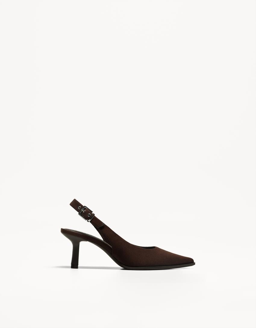 Scarpe con tacco kitten slingback-Marrone-0