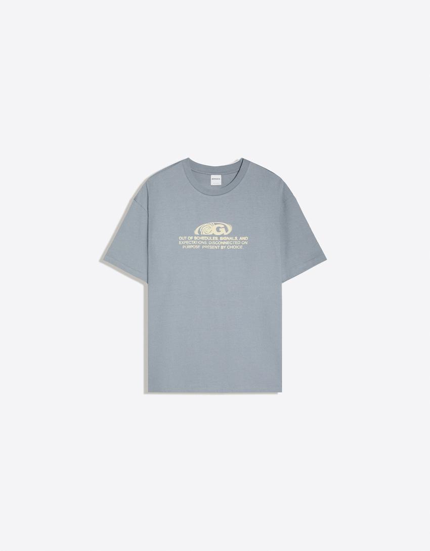 T-shirt manches courtes imprimé-Gris