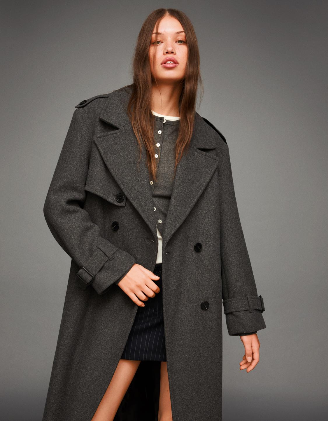 Oversize felt texture trench coat