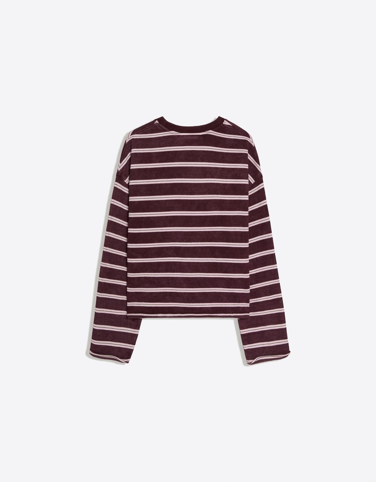 Striped round neck sweatshirt — Burgundy