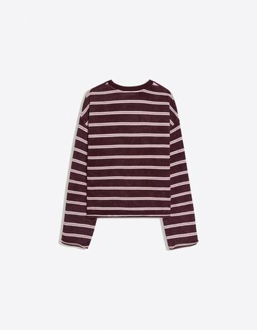 Striped round neck sweatshirt — Burgundy 6