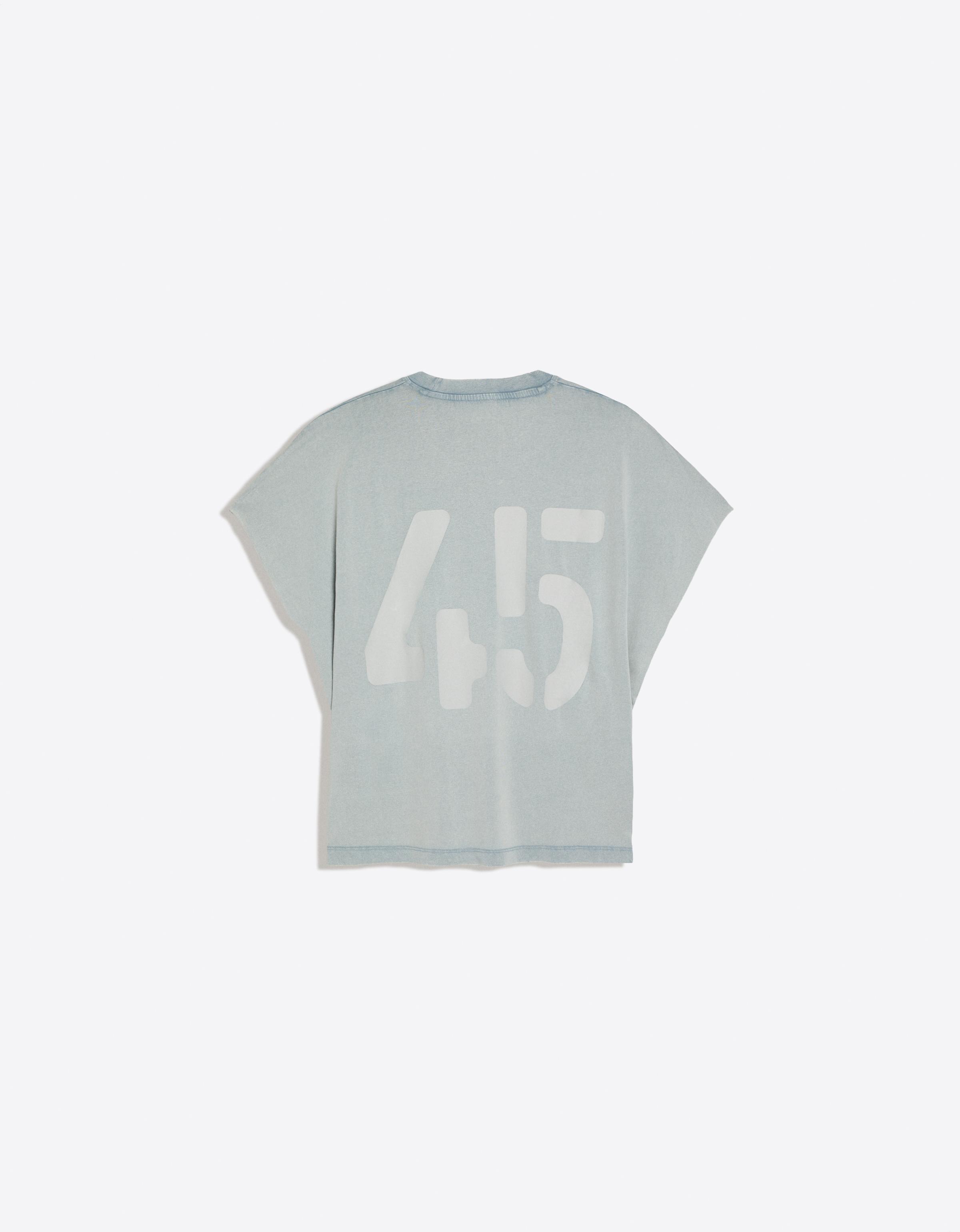 Oversize worker print T-shirt — Light blue
