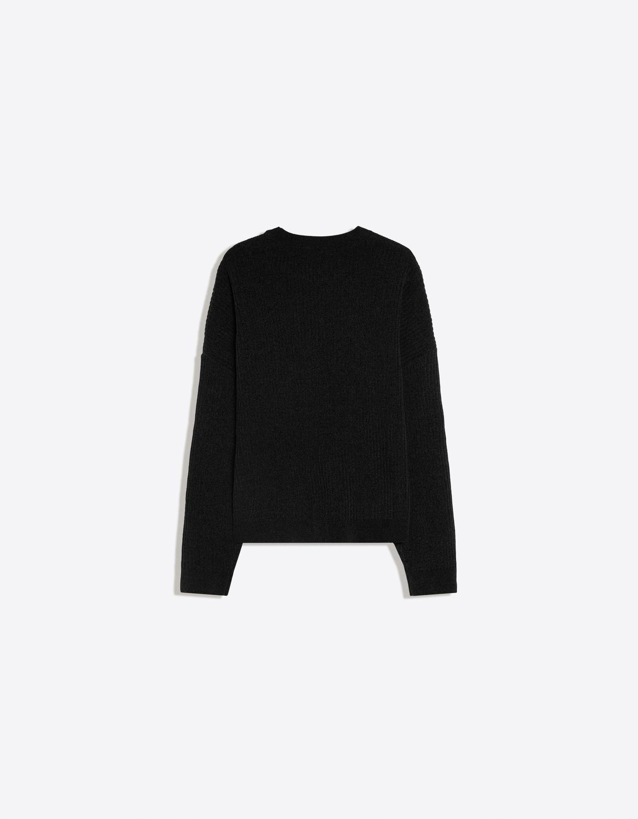 Graphic round neck knit jumper — Black