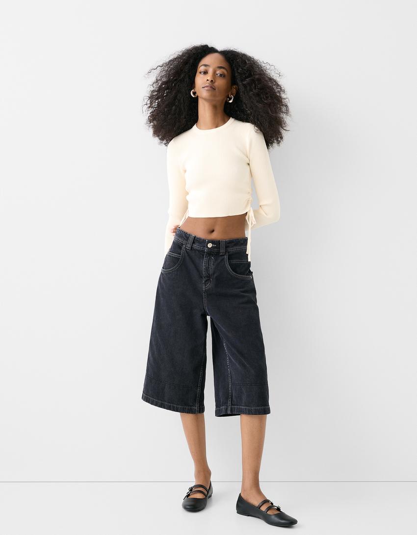 سويتر بزمة جانبية-كريمي-3