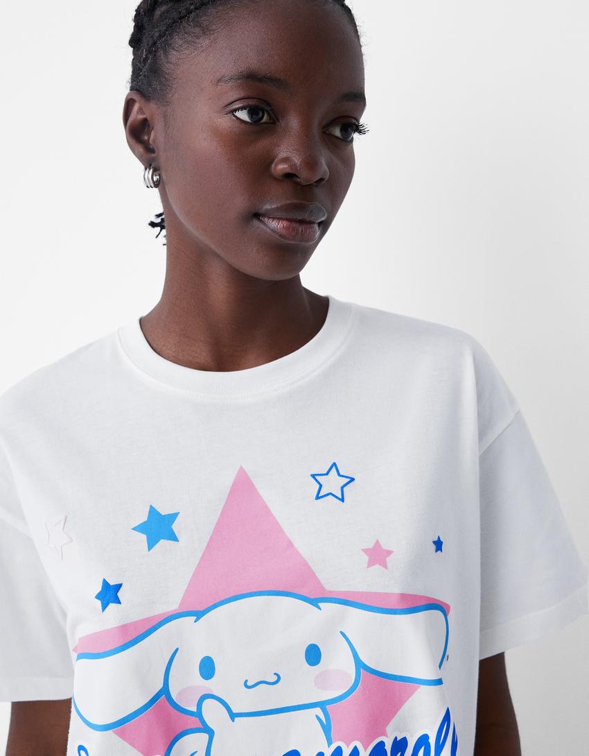 T-shirt manches courtes imprimé Cinnamoroll-Blanc-2