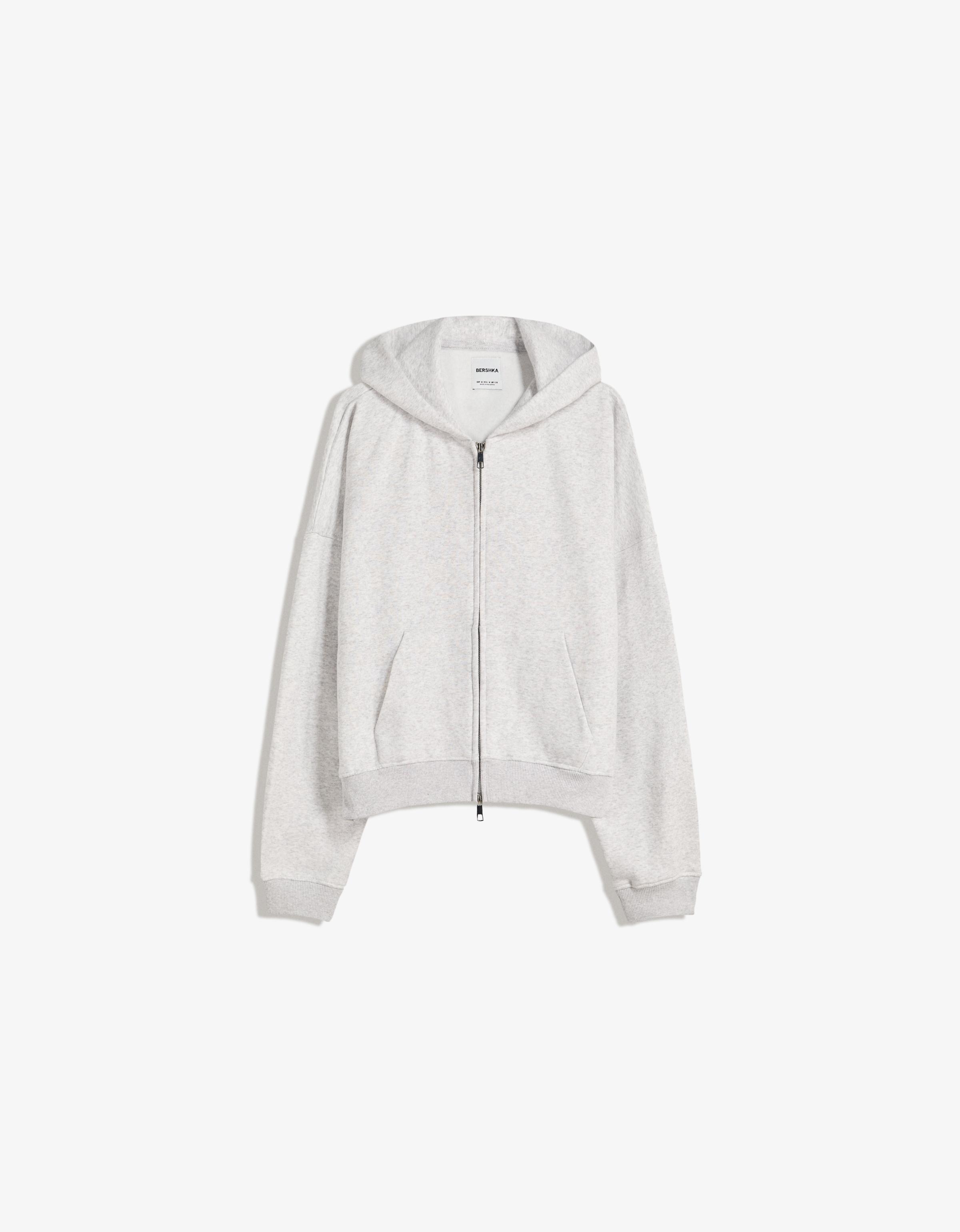Sweat Zippé Oversize À Capuche L Gris