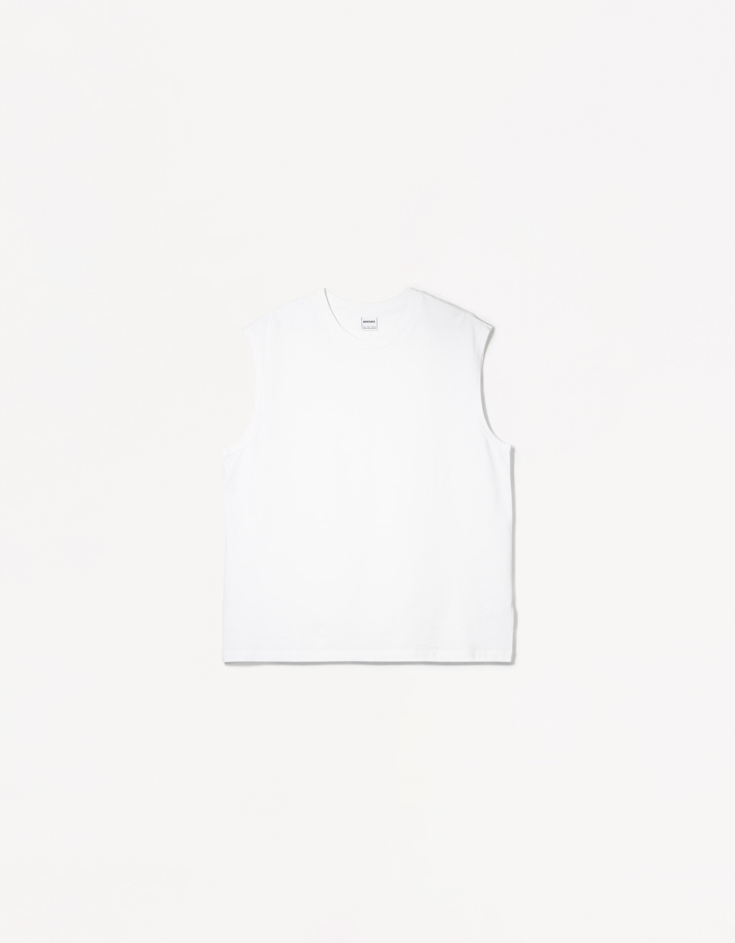 Bershka Ärmelloses Shirt Herren M Weiss