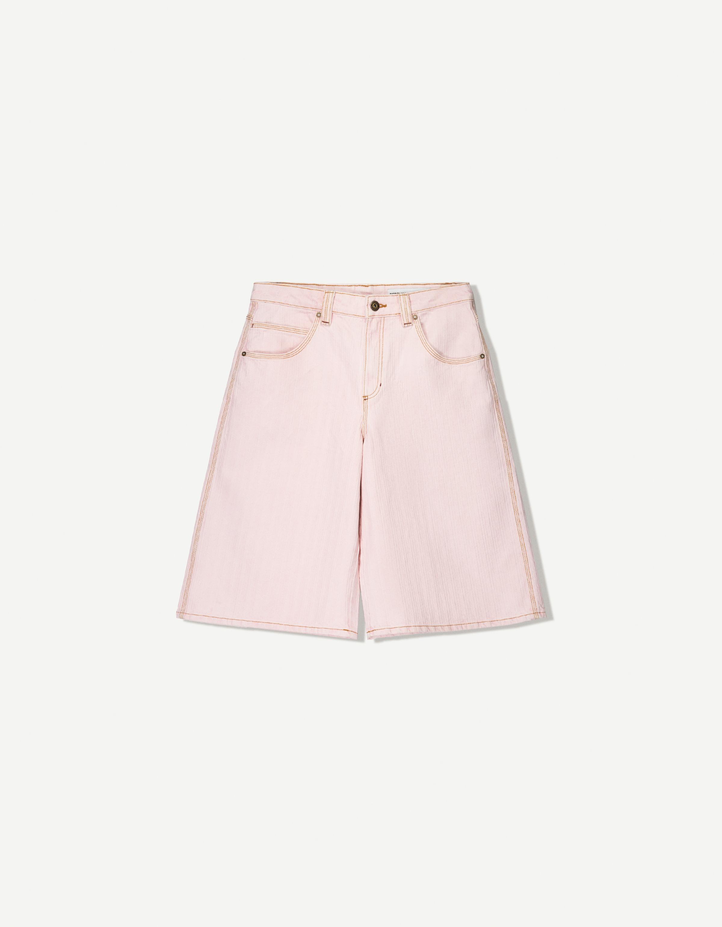 Bershka Bermudas Aus Jeans Denim Damen 36 Rosa