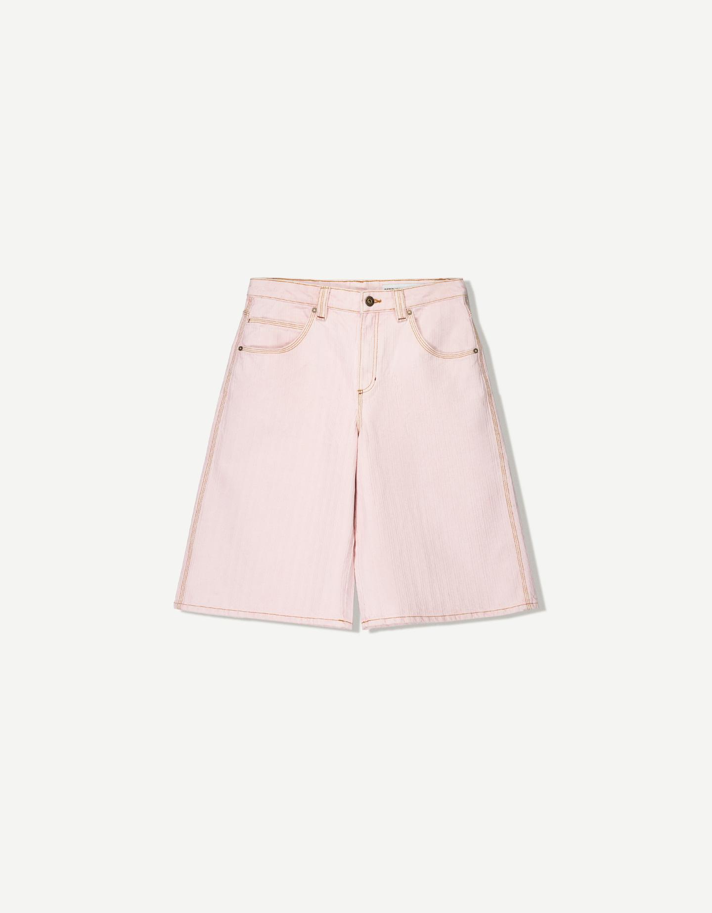 Bershka Bermudas Aus Jeans Denim Damen 42 Rosa günstig online kaufen