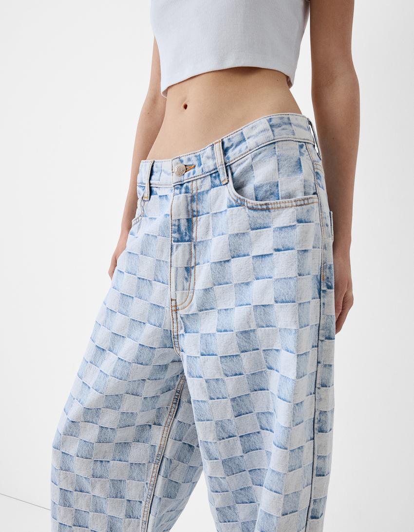 Jean super baggy jacquard-Bleu lavé-3