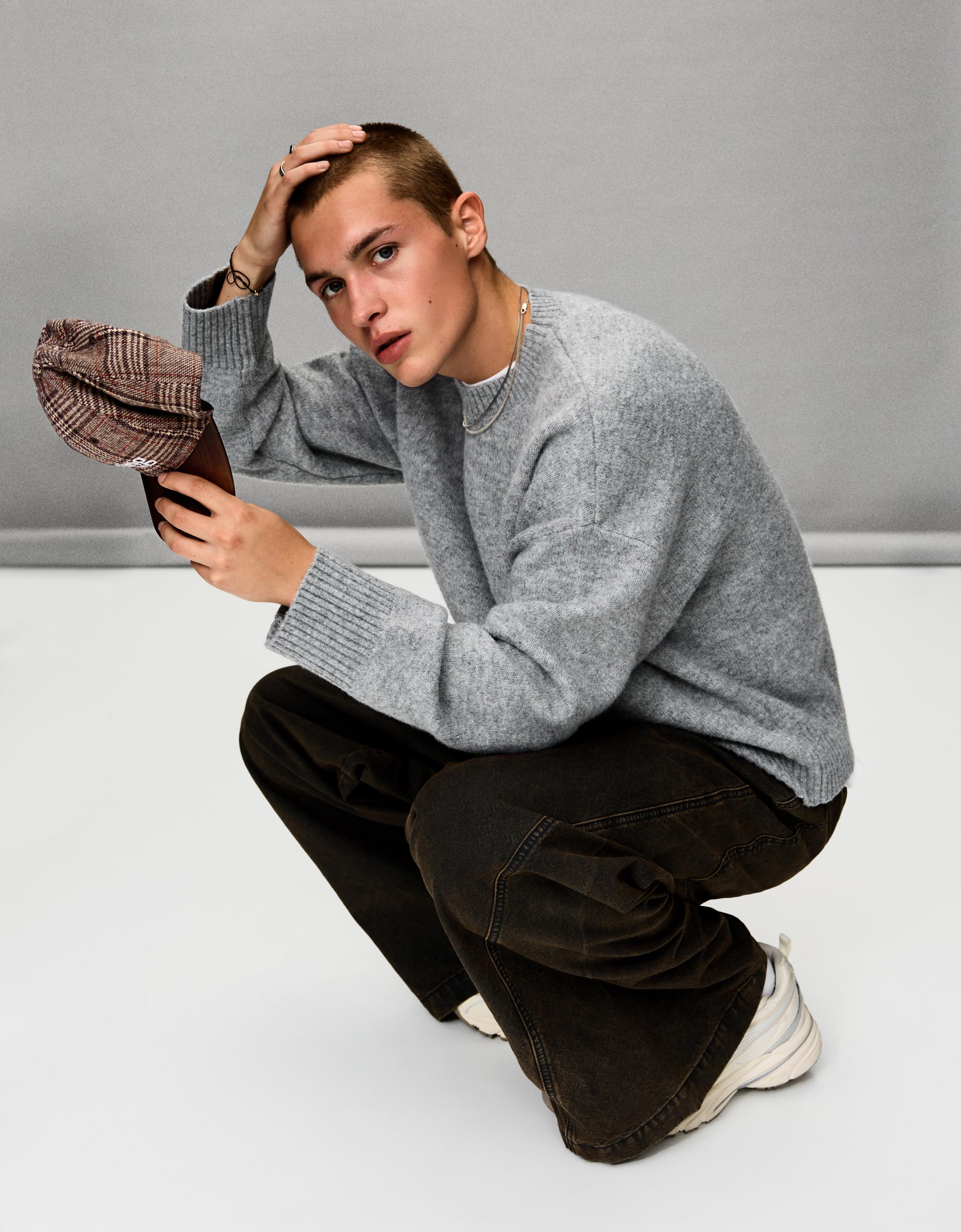 Bershka Schirmmütze Mit Kunstlederprint Herren Braun