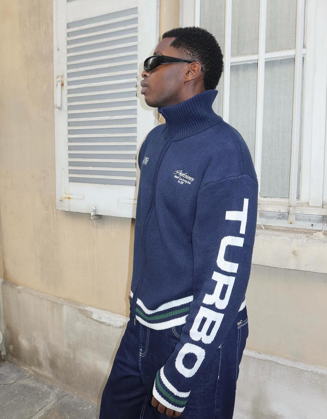 Embroidered zip-up sweatshirt