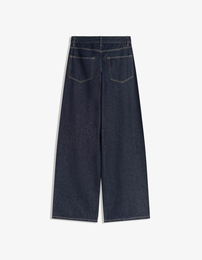Low-rise wide-leg jeans-Navy
